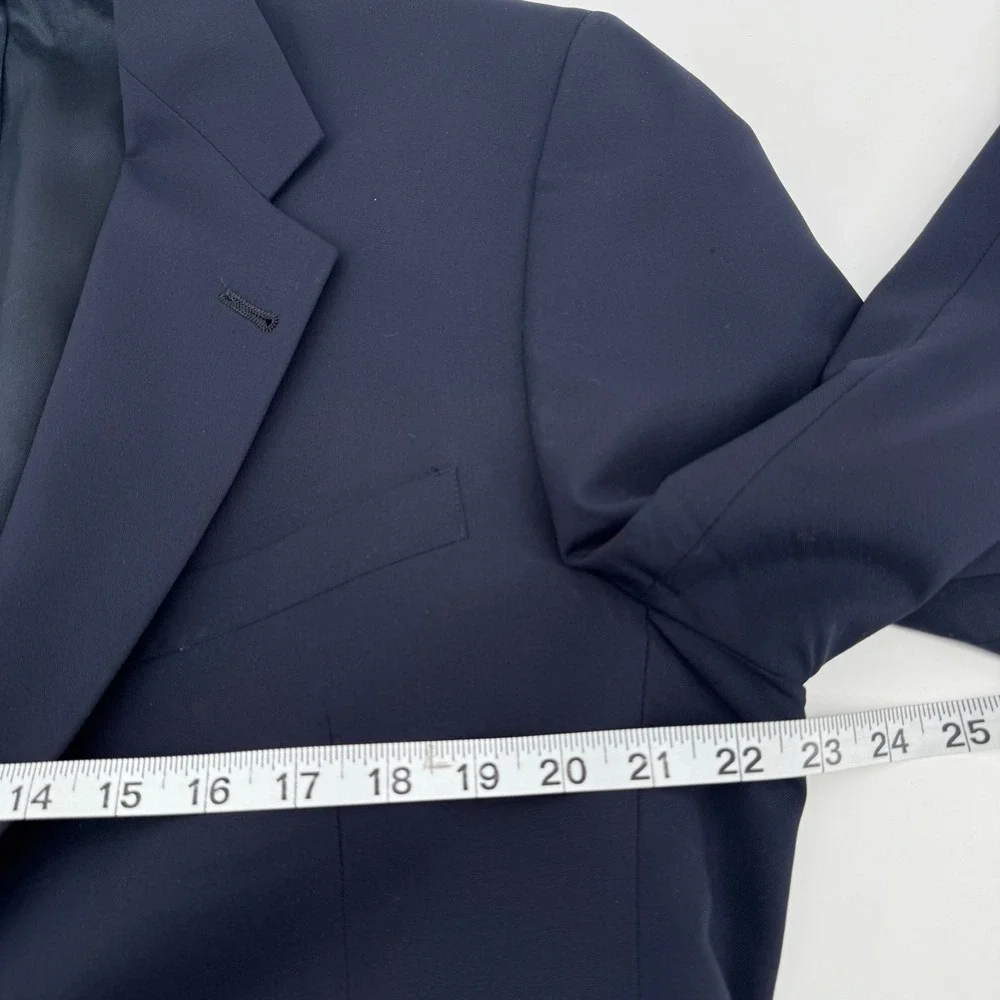 Hart Schaffner &‎ Marx Blazer Mens 42L Navy Blue Wool Gold Crest Button Jacket